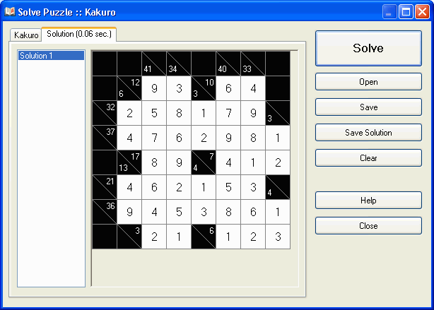 解决Kakuro难题的窗